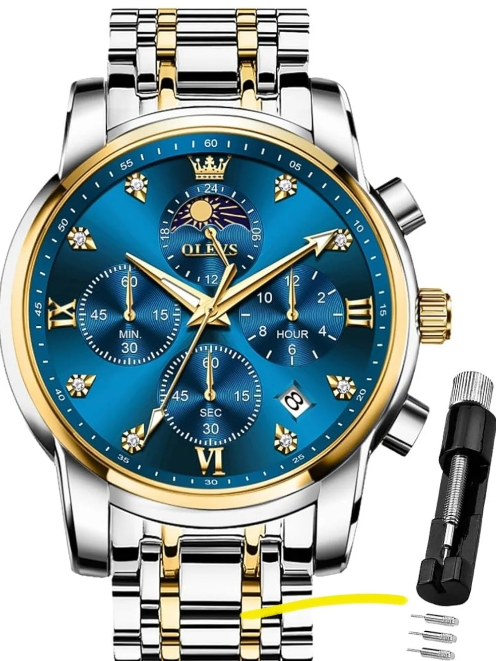 Two-Tone Blue Dial Men's Chronograph Watch